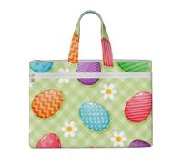 Hnnkloy Joyeuses Pâques, œufs de Pâques colorés,Sac à documents en toile avec fermeture éclair, sac fourre-tout, porte-documents pour l'école et le bureau