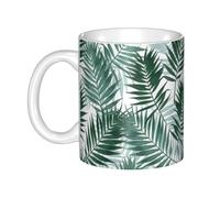 Hnnkloy Jungle tropicale, motif sans couture avec feuilles de palmier,Mug en céramique, grande tasse à café de 330 ml, idéale pour la cuisine, les restaurants