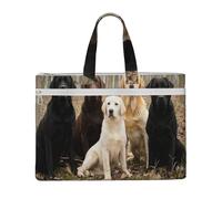 Hnnkloy Labrador Retrievers Chiens Noir Doré Blanc Marron,Sac à documents en toile avec fermeture éclair, sac fourre-tout, porte-documents pour l'école et le bureau