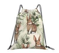 Hnnkloy Lièvre derrière la feuille,Sac à dos à cordon unisexe, sac de sport, sac de gym, sac à dos décontracté.