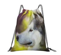 Hnnkloy Malamute d'Alaska Bokeh Animaux de compagnie Chiens Mignons,Sac à dos à cordon unisexe, sac de sport, sac de gym, sac à dos décontracté.