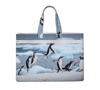 Hnnkloy Manchot,Sac à documents en toile avec fermeture éclair, sac fourre-tout, porte-documents pour l'école et le bureau