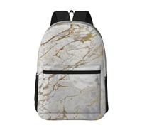 Hnnkloy Marbre brossé blanc, gris, argent, or nacré,Sac à dos de 17 pouces avec poches, sac à dos décontracté pour la journée, résistant à l'eau, sac d'école