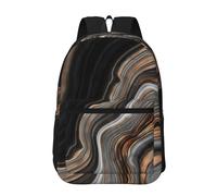 Hnnkloy Marbre noir élégant veiné d'or et de cuivre,Sac à dos de 17 pouces avec poches, sac à dos décontracté pour la journée, résistant à l'eau, sac d'école