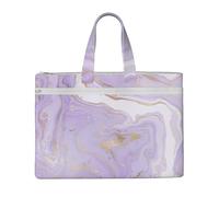 Hnnkloy Marbre violet lavande Ligne dorée,Sac à documents en toile avec fermeture éclair, sac fourre-tout, porte-documents pour l'école et le bureau