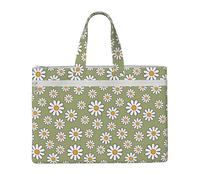 Hnnkloy Marguerite de style rétro des années 60 et 70,Sac à documents en toile avec fermeture éclair, sac fourre-tout, porte-documents pour l'école et le bureau