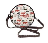 Hnnkloy Modèle de boucher,Sac bandoulière rond en cuir PU - Sac à main rond pour femme