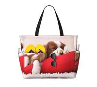 Hnnkloy Modèle de Cavalier King Charles Spaniel,Sac de plage grande capacité, sac bandoulière de voyage pour femme - Sac fourre-tout imperméable