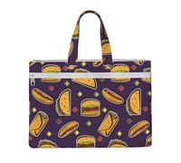 Hnnkloy Modèle de taco, hamburger, hot-dog,Sac à documents en toile avec fermeture éclair, sac fourre-tout, porte-documents pour l'école et le bureau