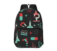 Hnnkloy Modèles de chimie verte et de science,Sac à dos de 17 pouces avec poches, sac à dos décontracté pour la journée, résistant à l'eau, sac d'école