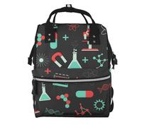 Hnnkloy Modèles de chimie verte et de science,Sac à dos momie grande capacité, sac à langer, sac de voyage pour les activités de plein air