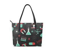 Hnnkloy Modèles de chimie verte et de science,Sac à main en cuir PU, grand cabas, sac bandoulière pour femme, idéal pour le travail et les voyages.