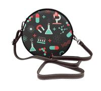 Hnnkloy Modèles de chimie verte et de science,Sac bandoulière rond en cuir PU - Sac à main rond pour femme