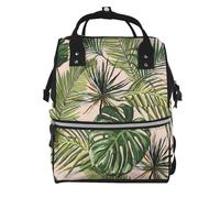 Hnnkloy Motif botanique abstrait avec une plante nuageuse en forme de lune,Sac à dos momie grande capacité, sac à langer, sac de voyage pour les activités de plein air