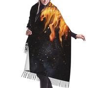 Hnnkloy Motif de barbecue au charbon de bois flamboyant,Écharpe en imitation cachemire pour femme, grande taille, châle léger à pompons, 196 x 68 cm