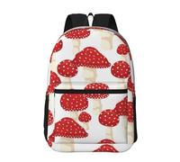 Hnnkloy Motif de champignons rouges Amanite tue-mouches,Sac à dos de 17 pouces avec poches, sac à dos décontracté pour la journée, résistant à l'eau, sac d'école