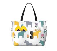 Hnnkloy Motif de cheval et de fleur de dessin animé,Sac de plage grande capacité, sac bandoulière de voyage pour femme - Sac fourre-tout imperméable