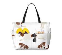 Hnnkloy Motif de chien Jack Russell Terrier,Sac de plage grande capacité, sac bandoulière de voyage pour femme - Sac fourre-tout imperméable