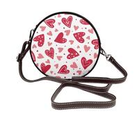 Hnnkloy Motif de cœur pour la Saint-Valentin,Sac bandoulière rond en cuir PU - Sac à main rond pour femme