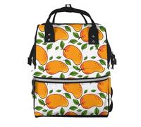 Hnnkloy Motif de fruit et de feuilles de mangue,Sac à dos momie grande capacité, sac à langer, sac de voyage pour les activités de plein air