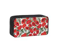 Hnnkloy Motif imprimé de Coquelicots,Trousse à Crayons Grande capacité, Pochette Portable pour stylos, Sac de Papeterie pour l'école et Le Bureau