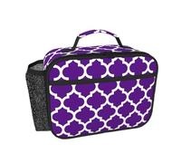 Hnnkloy Motif marocain à quatre feuilles violet et blanc,Sac à lunch portable, boîte à lunch résistante, sac isotherme réutilisable