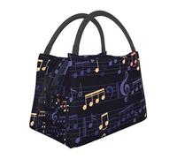 Hnnkloy Motif musical sans couture,Sac à lunch portable, sac isotherme, boîte à lunch résistante et réutilisable