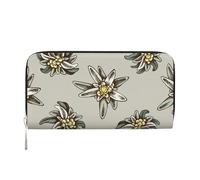 Hnnkloy Motif sans Couture avec Edelweiss coloré dessiné à la Main,Portefeuille en Cuir PU Grande capacité pour Hommes et Femmes