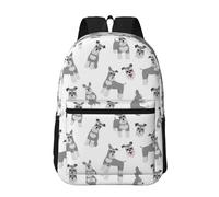 Hnnkloy Motif sans couture de Schnauzer miniature,Sac à dos de 17 pouces avec poches, sac à dos décontracté pour la journée, résistant à l'eau, sac d'école