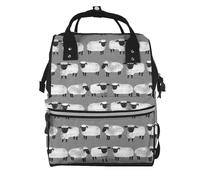 Hnnkloy Moutons chevreaux gris animaux de ferme mixtes,Sac à dos momie grande capacité, sac à langer, sac de voyage pour les activités de plein air