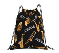 Hnnkloy Musique pour les amoureux du saxophone et du trombone,Sac à dos à cordon unisexe, sac de sport, sac de gym, sac à dos décontracté.