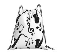 Hnnkloy Musique Saxophone,Sac à dos à cordon unisexe, sac de sport, sac de gym, sac à dos décontracté.