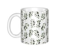 Hnnkloy Nature à l'aquarelle, branche d'olivier,Mug en céramique, grande tasse à café de 330 ml, idéale pour la cuisine, les restaurants