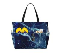 Hnnkloy Neurologie des neurones et des cellules cérébrales en 3D,Sac de plage grande capacité, sac bandoulière de voyage pour femme - Sac fourre-tout imperméable