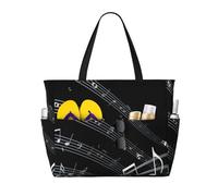Hnnkloy Note musicale,Sac de plage grande capacité, sac bandoulière de voyage pour femme - Sac fourre-tout imperméable