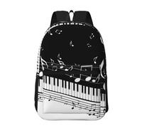 Hnnkloy Notes clés du piano,Sac à dos de 17 pouces avec poches, sac à dos décontracté pour la journée, résistant à l'eau, sac d'école