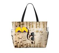 Hnnkloy Notes de musique Piano,Sac de plage grande capacité, sac bandoulière de voyage pour femme - Sac fourre-tout imperméable