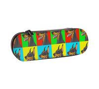 Hnnkloy Organisateur de Trousse à Crayons en Cuir pour Le Rangement de la Papeterie, Chiens Doberman Pinscher