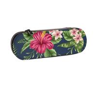 Hnnkloy Organisateur de Trousse à Crayons en Cuir pour Le Rangement de la Papeterie, Fleurs Tropicales frangipanier Hibiscus