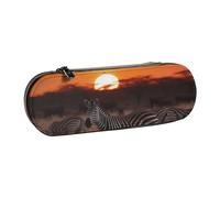 Hnnkloy Organisateur de Trousse à Crayons en Cuir pour Le Rangement de la Papeterie, imprimé zèbre Coucher de Soleil d'Afrique