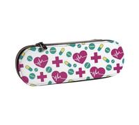 Hnnkloy Organisateur de Trousse à Crayons en Cuir pour Le Rangement de la Papeterie, Motif de Fond de Pharmacie