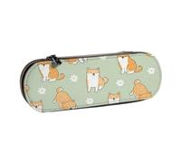 Hnnkloy Organisateur de Trousse à Crayons en Cuir pour Le Rangement de la Papeterie, Shiba Inu Dog Daisy Floral