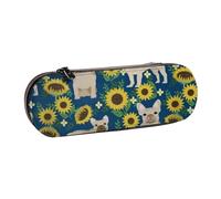 Hnnkloy Organisateur de Trousse à Crayons en Cuir pour Le Rangement de la Papeterie, tournesols Bouledogue français
