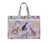 Hnnkloy Os et pattes de lévrier italien,Sac à documents en toile avec fermeture éclair, sac fourre-tout, porte-documents pour l'école et le bureau