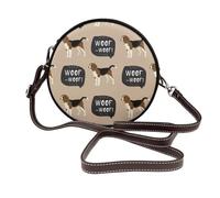 Hnnkloy Ouaf Beagle,Sac bandoulière rond en cuir PU - Sac à main rond pour femme