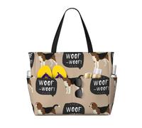Hnnkloy Ouaf Beagle,Sac de plage grande capacité, sac bandoulière de voyage pour femme - Sac fourre-tout imperméable