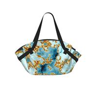 Hnnkloy Paillettes dorées Turquoise Effet marbre texturé,Tapis de Camping Portable, Couverture de Pique-Nique multifonctionnelle et Pliable, utilisable comme Sac de Transport