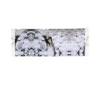 Hnnkloy Papier peint Sheltie d'hiver,Écharpe en imitation cachemire pour femme, grande taille, châle léger à pompons, 196 x 68 cm