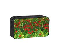 Hnnkloy Paysage de Prairie de Ferme avec Champ de Coquelicots Rouges (Impression),Trousse à Crayons Grande capacité, Pochette Portable pour stylos, Sac de Papeterie pour l'école et Le Bureau