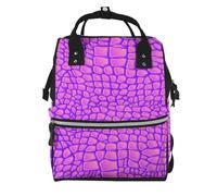 Hnnkloy Peau de crocodile rose,Sac à dos momie grande capacité, sac à langer, sac de voyage pour les activités de plein air